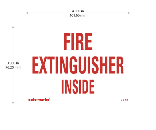 Fire Extinguisher Inside Safety Sign (4" × 3") [5 pack]