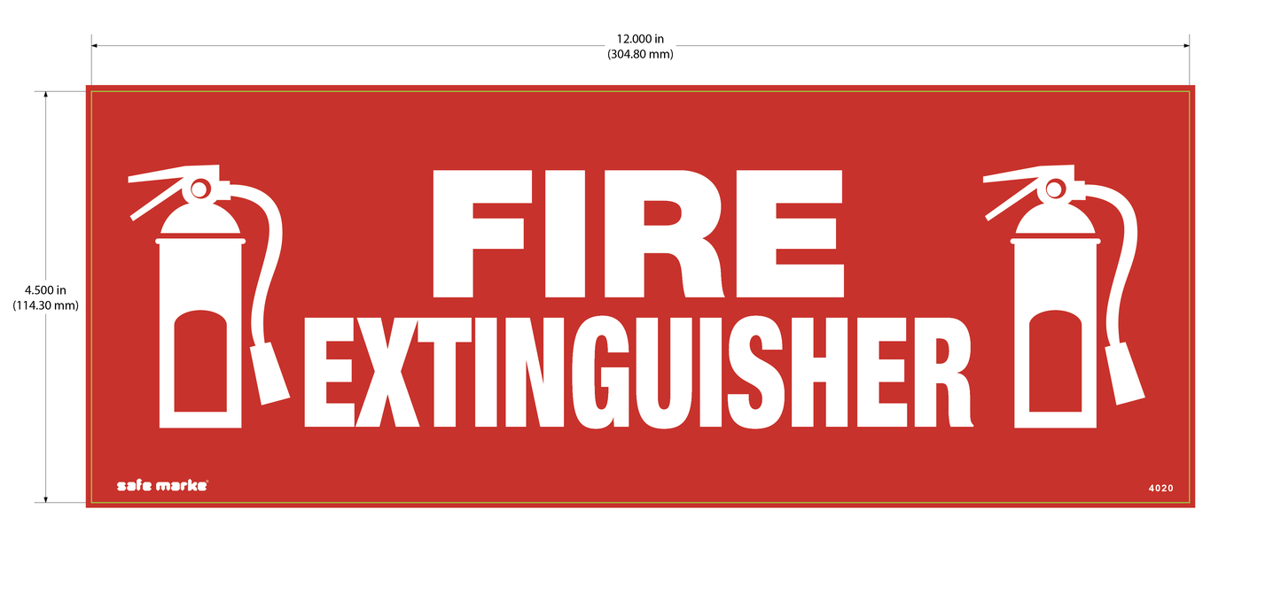 Fire Extinguisher Sign – 12 x 4.5 Inch Red Safety Label with Dual Extinguisher Icons [5 pack]