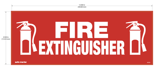 Fire Extinguisher Sign – 12 x 4.5 Inch Red Safety Label with Dual Extinguisher Icons [5 pack]