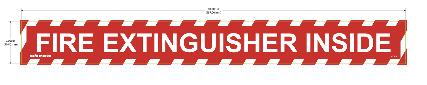 Fire Extinguisher Inside Safety Sign – 18 x 2 Inch – Red/White Striped Emergency Label [5 pack]
