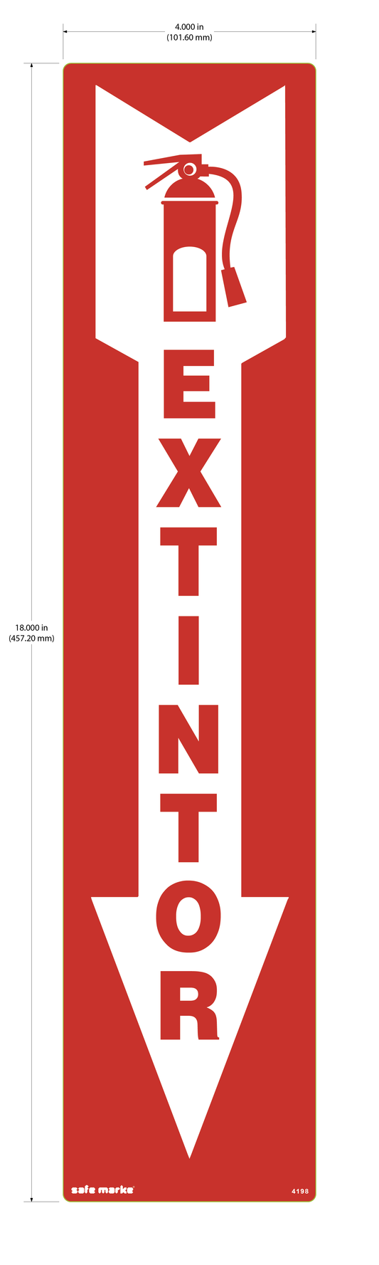 EXTINTOR Sign – 4" x 18" – Red Text on White Arrow Safety Label (Spanish) [5 pack]